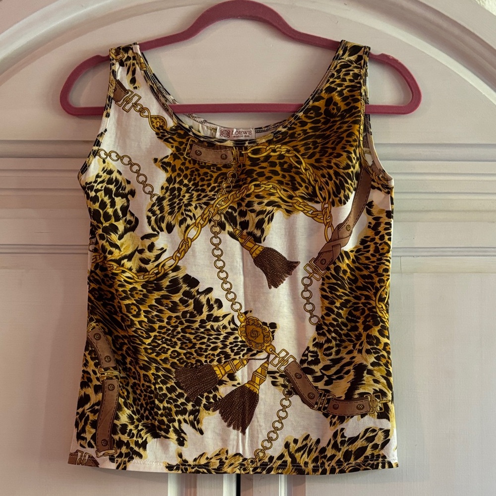 Loewe Leopard and Chain Print Tank Top